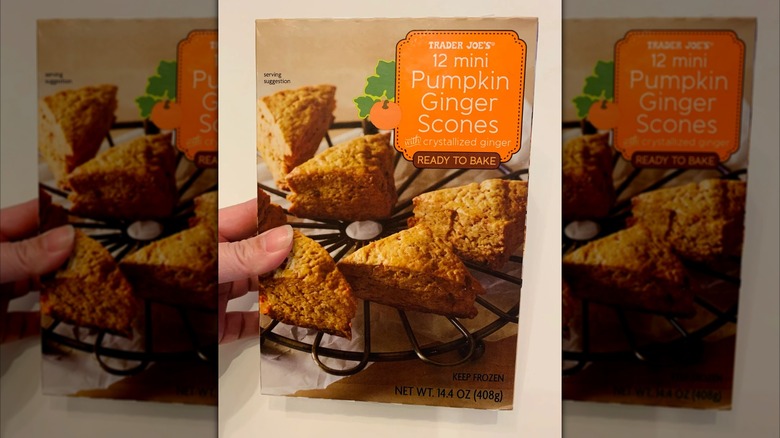 Pumpkin ginger scone package with hand