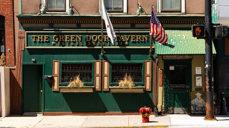 Exterior of The Green Door Tavern