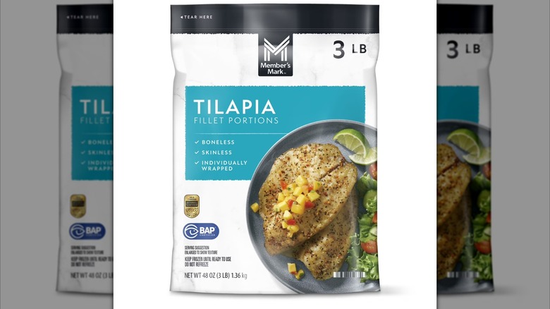 Package of Member's Mark Farm Raised Skinless and Boneless Tilapia Fillet Portions