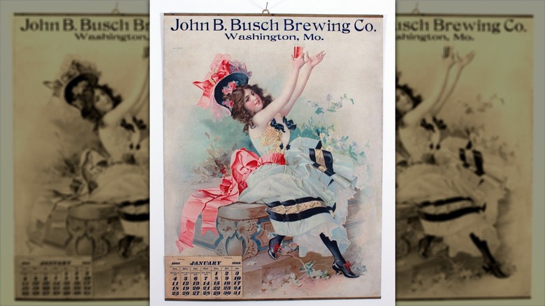John B. Busch Brewing Co. lithograph featuring a young woman