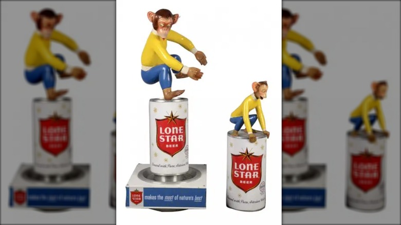 Lone Star "Curious George" monkey mechanical sign with the two pieces apart