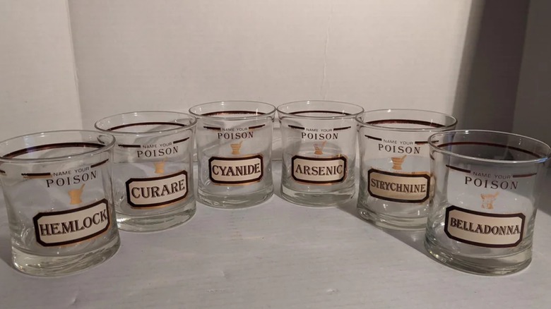 Set of six Cera Name Your Poison drinking glasses