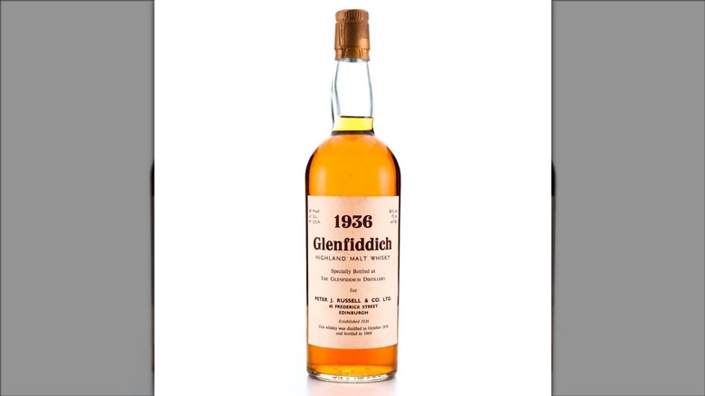 Glenfiddich 1936 Peter J. Russell on a white background