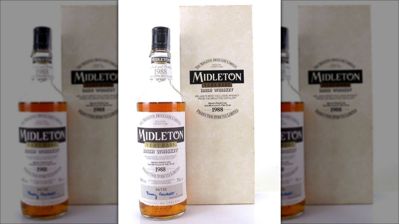 Bottle of Midleton Very Rare 1988 Edition with its presentation box on a white background