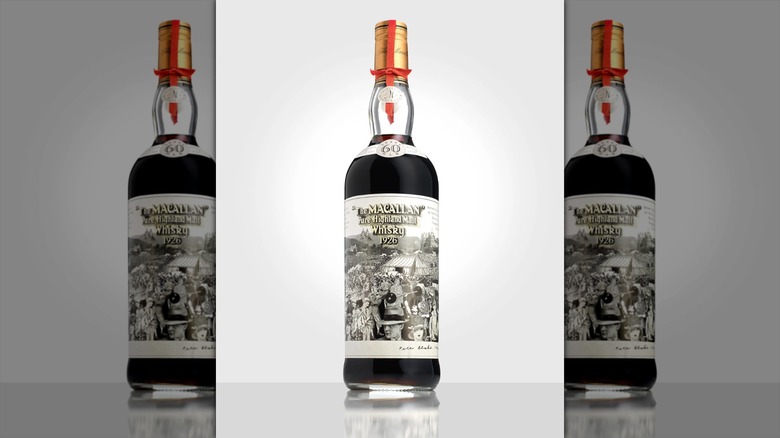 Close-up of the Peter Blake label of The Macallan 1926