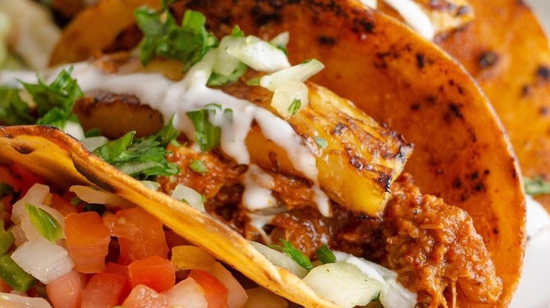 Close-up of a Tumerico taco