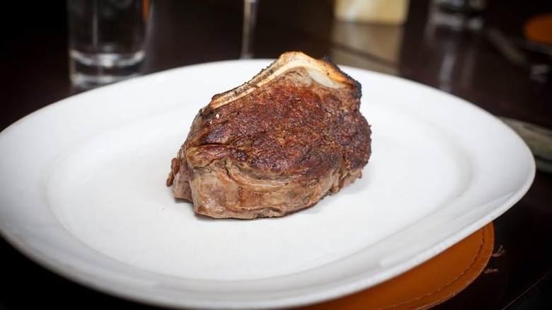 Bone in filet mignon steak cut.