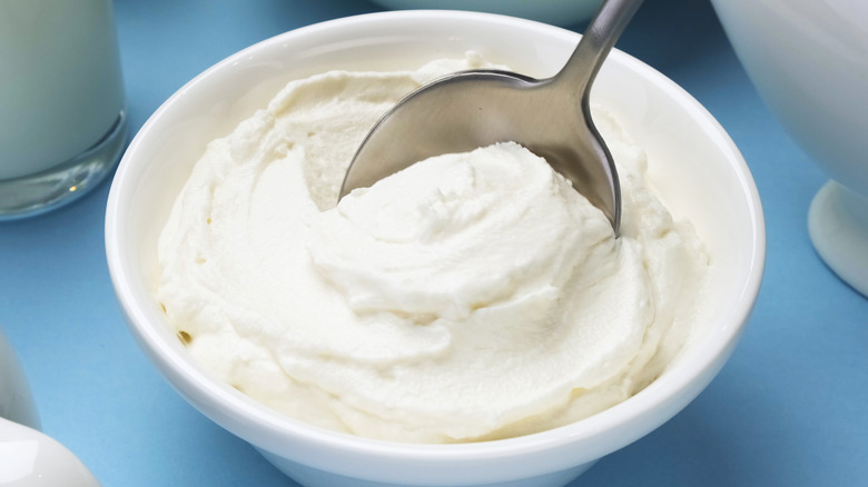 Spoon in whipped cream