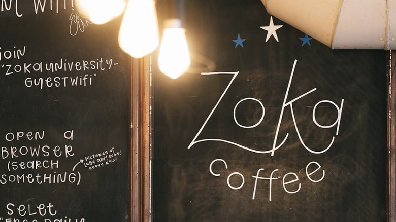 Sign at Zoka Coffee Seattle