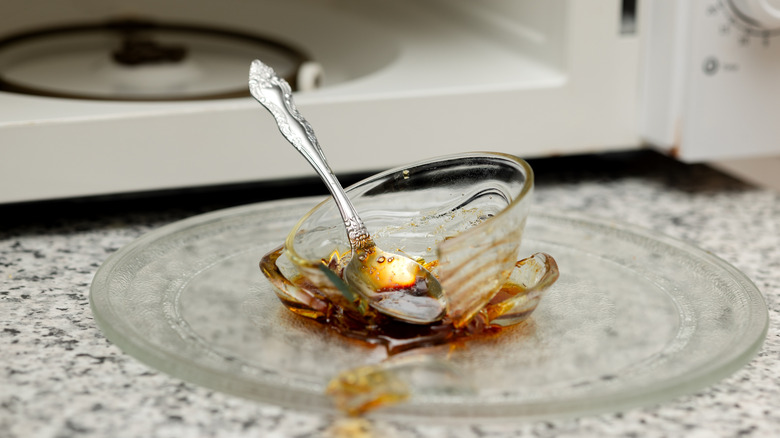 Broken dish that shattered in the microwave