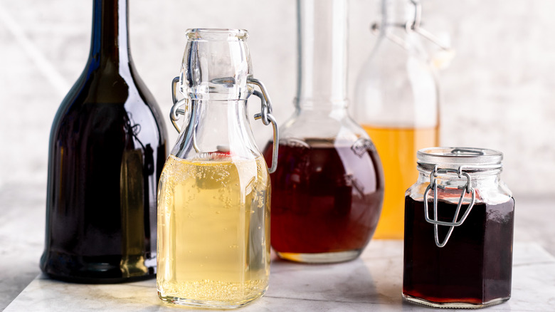 jars of homemade vinegar and preserves