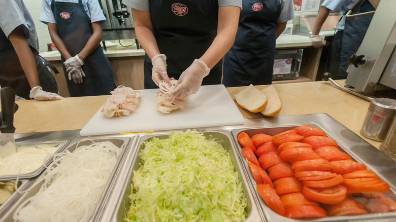 Jersey Mike's sandwich preparation and toppings