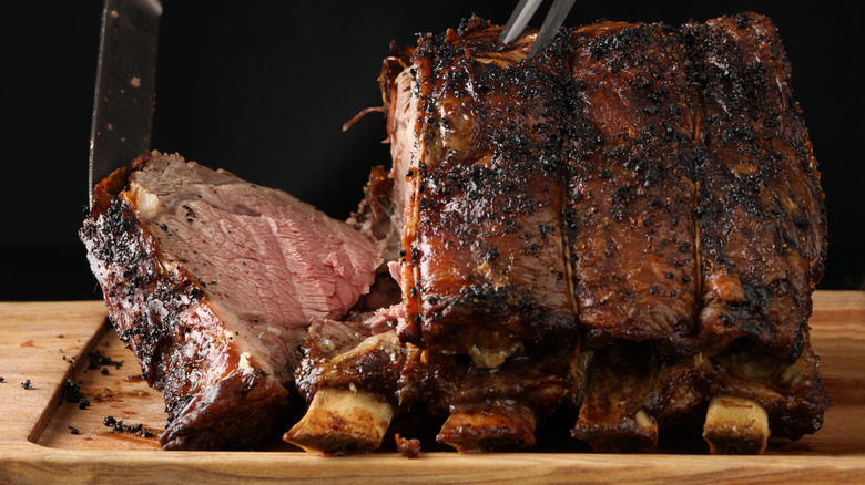 Carving a prime rib roast
