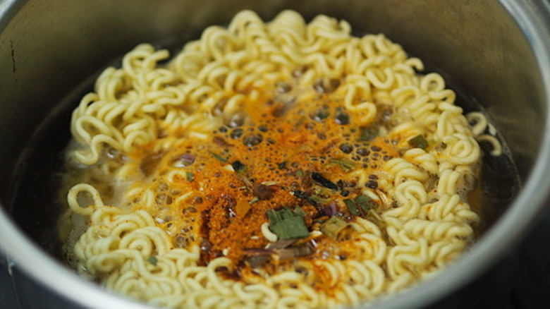 ramen with seasoning packet dumped on top