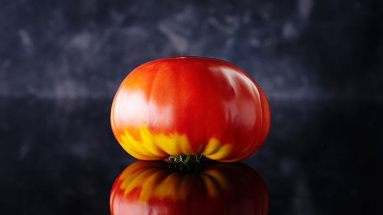A sliced upside down tomato