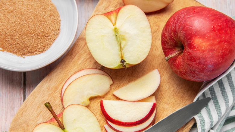 Freshly sliced apples