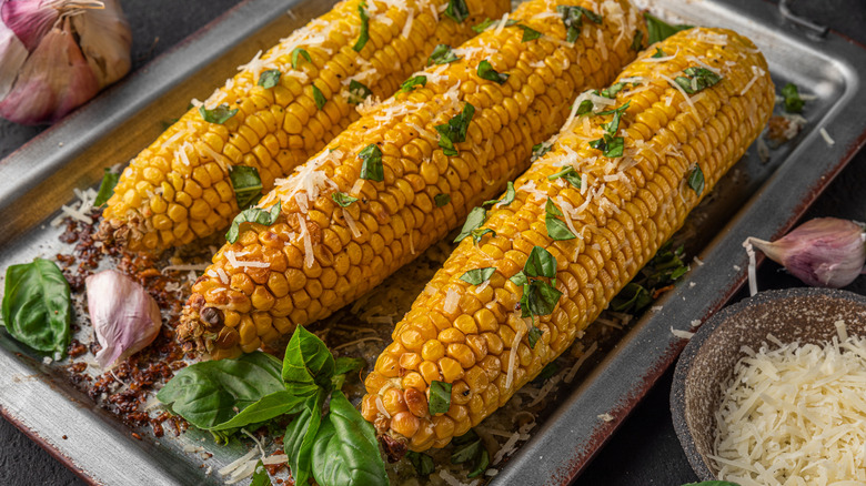 corn on the cob with garlic butter and parmesan