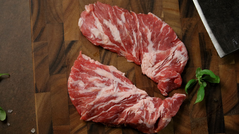 raw angus oyster beef steaks