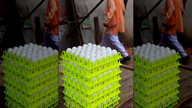Pallets of eggs in India