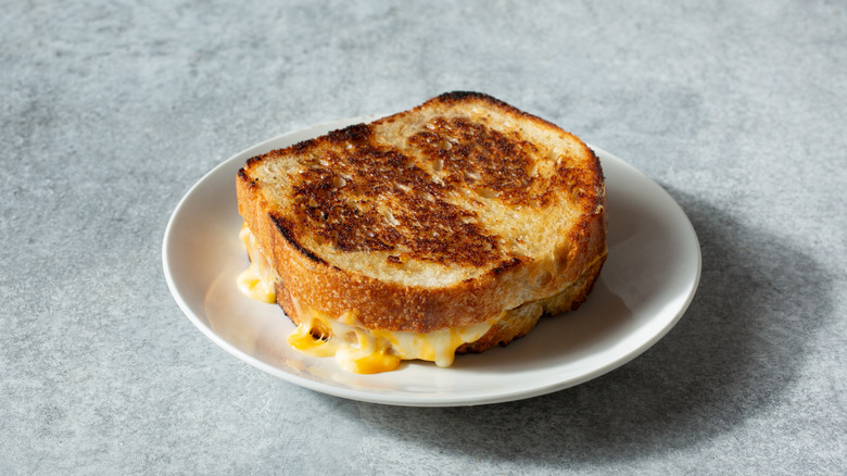 Grilled cheese sandwich on plate
