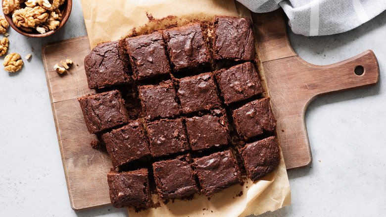 Brownies on cutting board