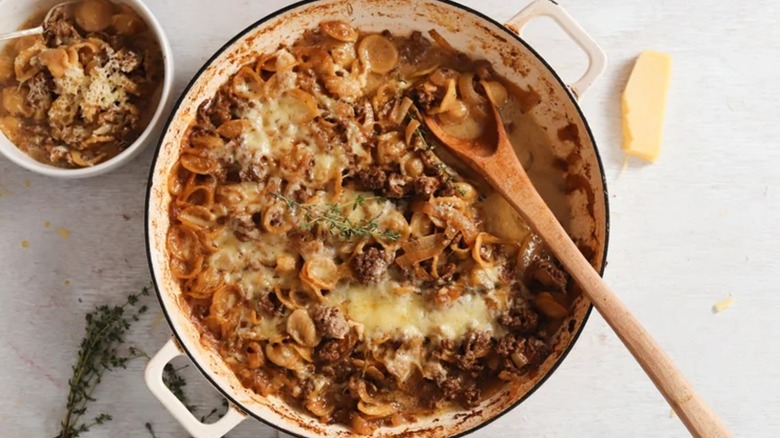 Tasting Table's Cheesy French Onion Soup Pasta Casserole