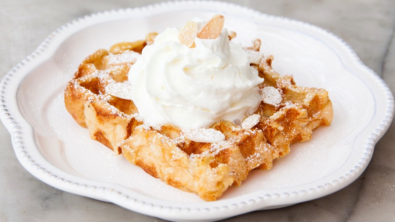 French toast waffle with whipped cream