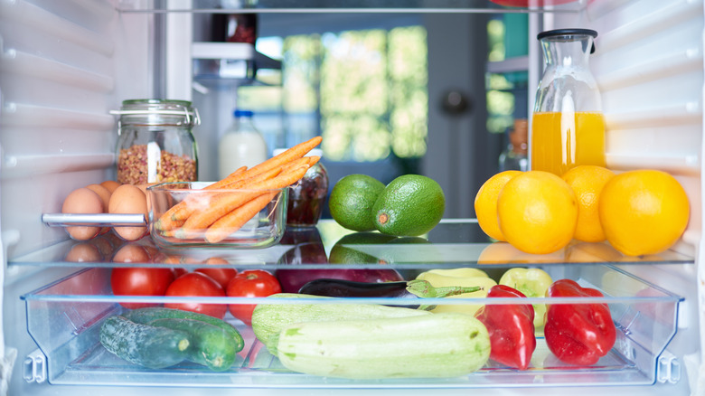 A clean, open refrigerator
