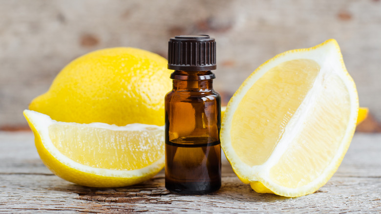 Small bottle of lemon oil