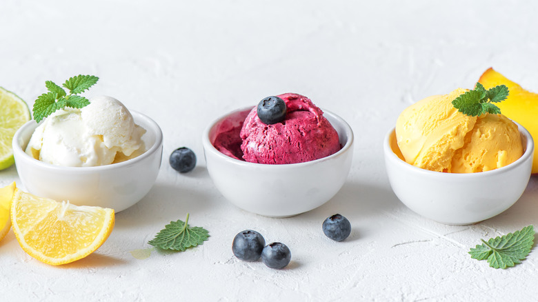 fruity frozen yogurt in bowls