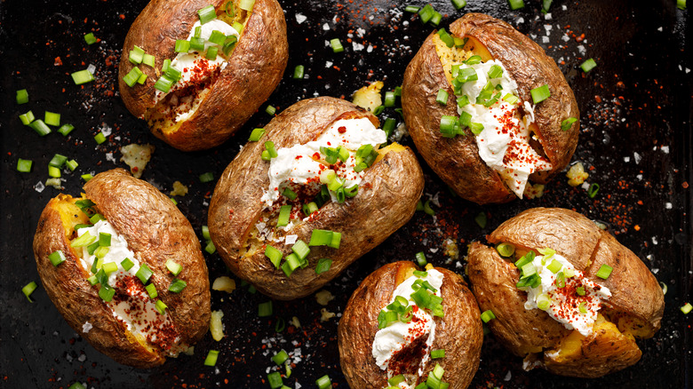 Baked potatoes with toppings