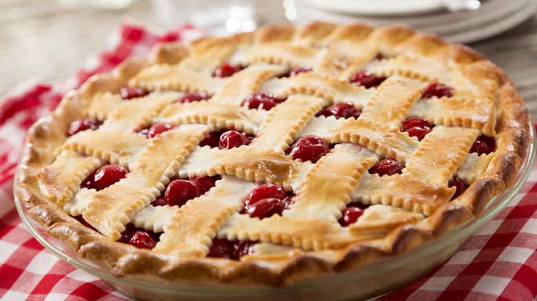 cherry pie with crimped crust