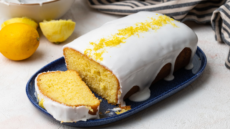 lemon pound cake on a plate 