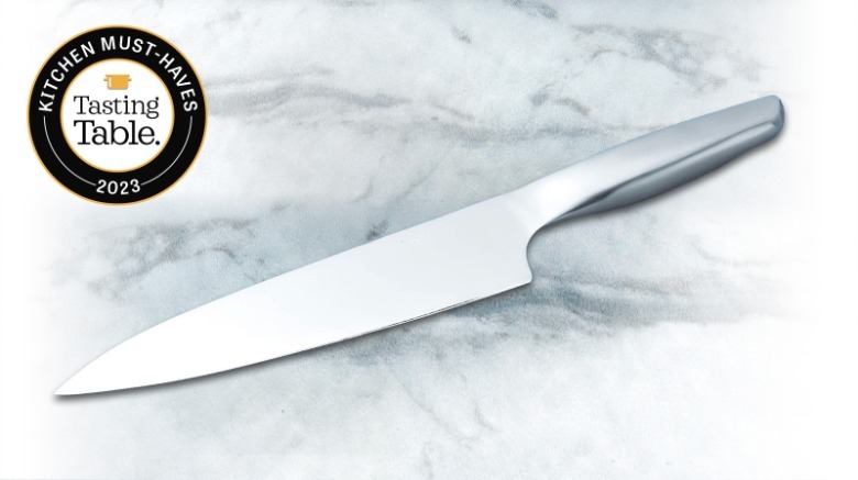 Hast silver knife on counter